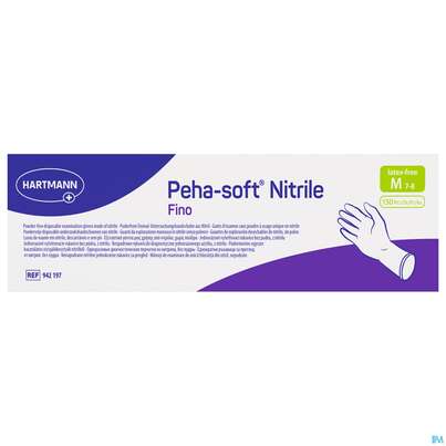 Sie sehen eine Packung Untersuchungshandschuhe Peha/soft/puderfrei Nitrile Unsteril Fino M 150st, Produktbild: 02 Untersuchungshandschuhe Peha/soft/puderfrei Nitrile Unsteril Fino M 150st, A-Nr.: 3836532 - 02