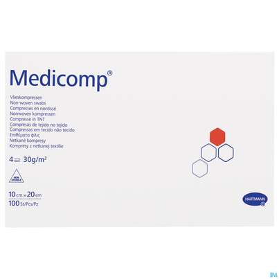 Kompressen Medicomp Vliesstoff 4fach Unsteril 10x 20cm 100st, A-Nr.: 1652058 - 02