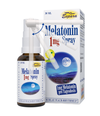 Sie sehen eine Packung Espara Melatonin 1mg Spray, 30 Milliliter, Produktbild: 02 Espara Melatonin 1mg Spray, 30 Milliliter, A-Nr.: 3957425 - 02