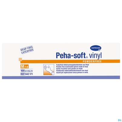 Sie sehen eine Packung Untersuchungshandschuhe Peha/soft/puderfrei Vinyl Unsteril Mittel M 94217 100st, Produktbild: 03 Untersuchungshandschuhe Peha/soft/puderfrei Vinyl Unsteril Mittel M 94217 100st, A-Nr.: 2369229 - 03