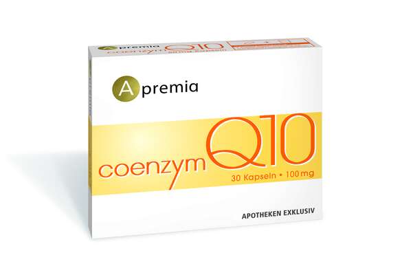 Sie sehen eine Packung Apremia Coenzym Q10 60mg Kapseln, 30 Stück, Produktbild: 01 Apremia Coenzym Q10 60mg Kapseln, 30 Stück, A-Nr.: 3936021 - 01