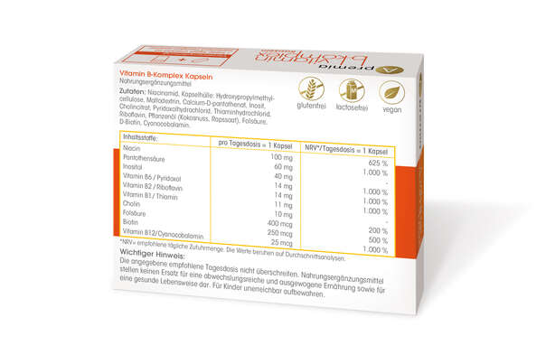 Sie sehen eine Packung Apremia Vitamin B-Komplex Kapseln, 30 Stück, Produktbild: 02 Apremia Vitamin B-Komplex Kapseln, 30 Stück, A-Nr.: 4181688 - 02
