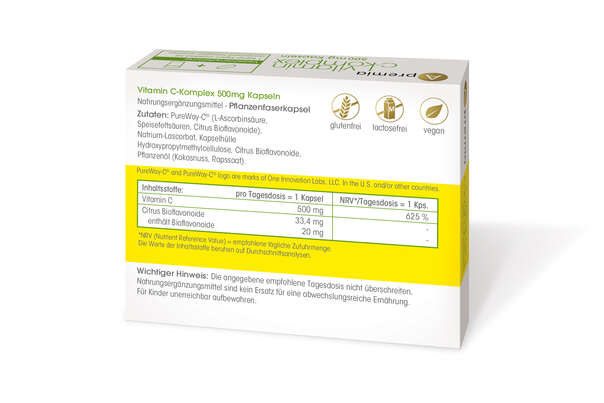 Sie sehen eine Packung Apremia Vitamin C-Komplex Kapseln, 30 Stück, Produktbild: 02 Apremia Vitamin C-Komplex Kapseln, 30 Stück, A-Nr.: 3936009 - 02