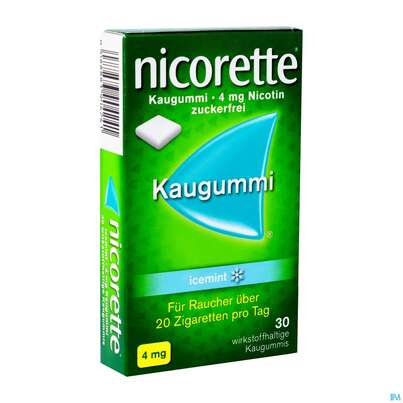 nicorette® Kaugummi icemint 4mg, 30 Stück, A-Nr.: 3904245 - 02