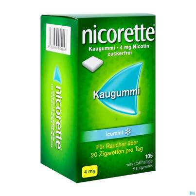 nicorette® Kaugummi icemint 4mg, 105 Stück, A-Nr.: 3904251 - 02