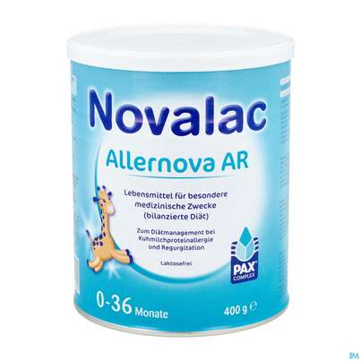 Sie sehen eine Packung Novalac Allernova AR Spezial Milchnahrung, 400 Gramm, Produktbild: 01 Novalac Allernova AR Spezial Milchnahrung, 400 Gramm, A-Nr.: 3815725 - 01