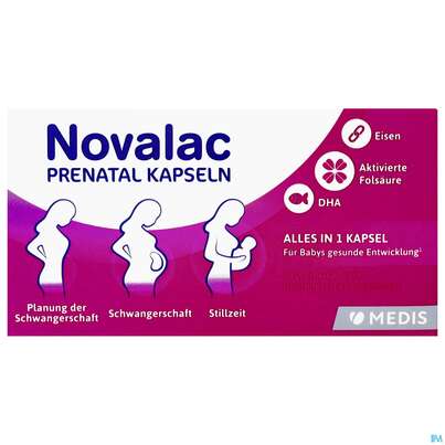 Sie sehen eine Packung Novalac Prenatal Kapseln, 30 Stück, Produktbild: 01 Novalac Prenatal Kapseln, 30 Stück, A-Nr.: 5308926 - 01