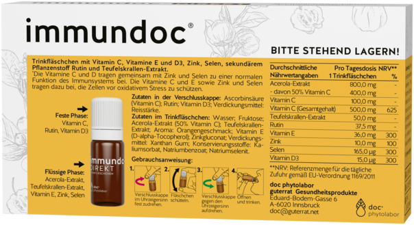 Sie sehen eine Packung immundoc® DIREKT Trinkfläschchen, 6 Stück, Produktbild: 02 immundoc® DIREKT Trinkfläschchen, 6 Stück, A-Nr.: 3896020 - 02
