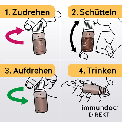 Sie sehen eine Packung immundoc® DIREKT Trinkfläschchen, 6 Stück, Produktbild: 06 immundoc® DIREKT Trinkfläschchen, 6 Stück, A-Nr.: 3896020 - 06