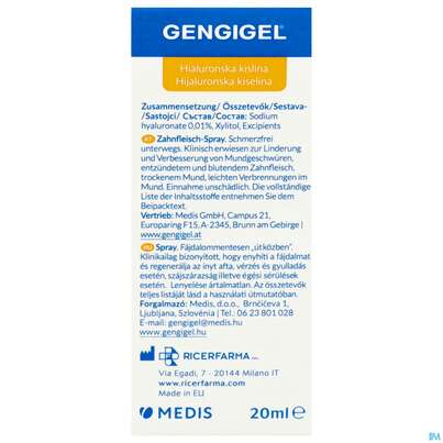Sie sehen eine Packung Gengigel Mundspray, 20 Milliliter, Produktbild: 05 Gengigel Mundspray, 20 Milliliter, A-Nr.: 4521517 - 05