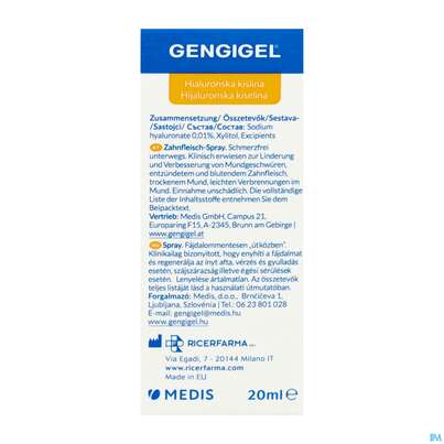 Sie sehen eine Packung Gengigel Mundspray, 20 Milliliter, Produktbild: 06 Gengigel Mundspray, 20 Milliliter, A-Nr.: 4521517 - 06