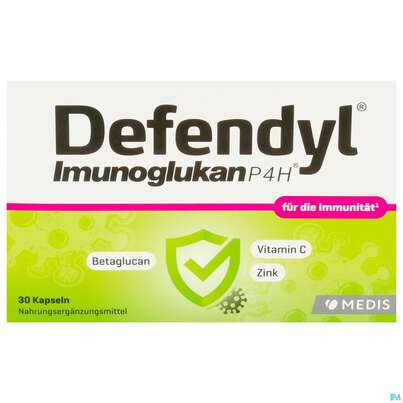 Sie sehen eine Packung Defendyl-Imunogulkan P4H® Kapseln, 30 Stück, Produktbild: 01 Defendyl-Imunogulkan P4H® Kapseln, 30 Stück, A-Nr.: 4023512 - 01