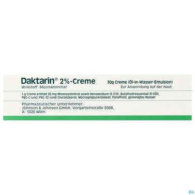 Sie sehen eine Packung Daktarin 2% Creme, 30 Gramm, Produktbild: 01 Daktarin 2% Creme, 30 Gramm, A-Nr.: 0071810 - 01