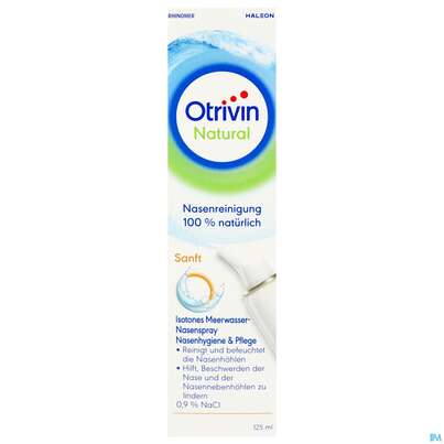 Sie sehen eine Packung Nasen Reinigung Otrivin Natural Sanft 125ml, Produktbild: 01 Nasen Reinigung Otrivin Natural Sanft 125ml, A-Nr.: 5950858 - 01