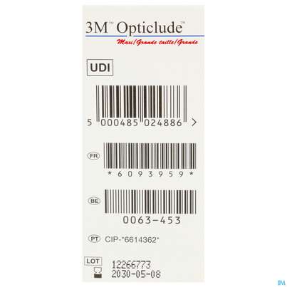 Sie sehen eine Packung 3M Opticlude Maxi, 20 Stück, Produktbild: 04 3M Opticlude Maxi, 20 Stück, A-Nr.: 0184951 - 04