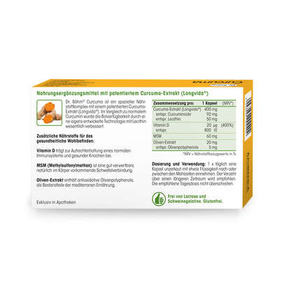 Sie sehen eine Packung Dr. Böhm Curcuma, 30 Stück, Produktbild: 04 Dr. Böhm Curcuma, 30 Stück, A-Nr.: 5298004 - 04