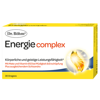 Sie sehen eine Packung Dr. Böhm Energie complex Dragees, 30 Stück, Produktbild: 01 Dr. Böhm Energie complex Dragees, 30 Stück, A-Nr.: 3440165 - 01