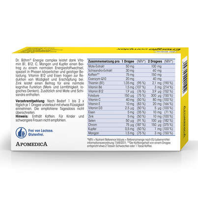 Sie sehen eine Packung Dr. Böhm Energie complex Dragees, 30 Stück, Produktbild: 06 Dr. Böhm Energie complex Dragees, 30 Stück, A-Nr.: 3440165 - 06
