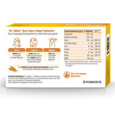 Sie sehen eine Packung Dr. Böhm Haut Haare Nägel, 60 Stück, Produktbild: 06 Dr. Böhm Haut Haare Nägel, 60 Stück, A-Nr.: 2696394 - 06