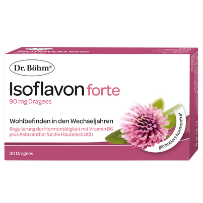 Sie sehen eine Packung Dr. Böhm Isoflavon forte, 30 Stück, Produktbild: 01 Dr. Böhm Isoflavon forte, 30 Stück, A-Nr.: 2774467 - 01
