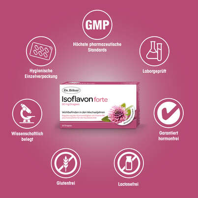 Sie sehen eine Packung Dr. Böhm Isoflavon forte, 30 Stück, Produktbild: 04 Dr. Böhm Isoflavon forte, 30 Stück, A-Nr.: 2774467 - 04