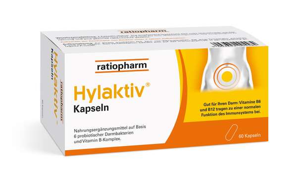 Sie sehen eine Packung Hylaktiv Kapseln, 60 Stück, Produktbild: 01 Hylaktiv Kapseln, 60 Stück, A-Nr.: 3423600 - 01