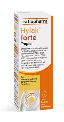 Sie sehen eine Packung Hylak forte Tropfen, 30 Milliliter, Produktbild: 01 Hylak forte Tropfen, 30 Milliliter, A-Nr.: 0026502 - 01