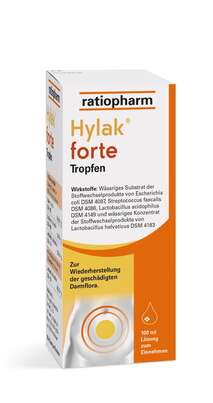 Sie sehen eine Packung Hylak forte Tropfen, 100 Milliliter, Produktbild: 01 Hylak forte Tropfen, 100 Milliliter, A-Nr.: 0026519 - 01