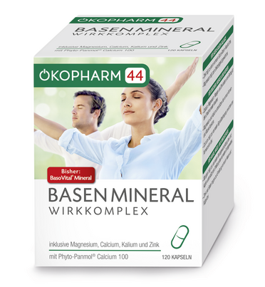 Sie sehen eine Packung Ökopharm44® Basen Mineral Wirkkomplex Kapseln 120 ST, 120 Stück, Produktbild: 03 Ökopharm44® Basen Mineral Wirkkomplex Kapseln 120 ST, 120 Stück, A-Nr.: 2967114 - 03
