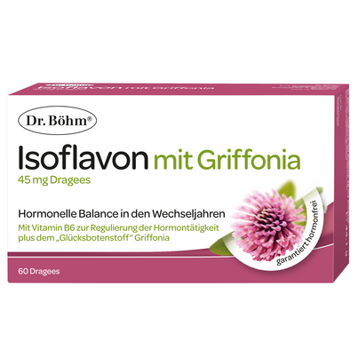 Sie sehen eine Packung Dr. Böhm Isoflavon mit Griffonia, 60 Stück, Produktbild: 01 Dr. Böhm Isoflavon mit Griffonia, 60 Stück, A-Nr.: 4356610 - 01