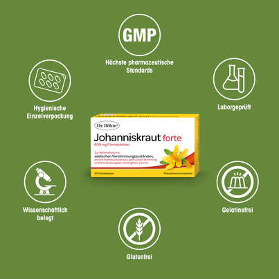 Sie sehen eine Packung Dr. Böhm Johanniskraut forte, 30 Stück, Produktbild: 04 Dr. Böhm Johanniskraut forte, 30 Stück, A-Nr.: 4201190 - 04