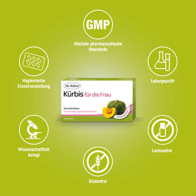 Sie sehen eine Packung Dr. Böhm Kürbis für die Frau, 30 Stück, Produktbild: 04 Dr. Böhm Kürbis für die Frau, 30 Stück, A-Nr.: 4846076 - 04