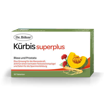 Sie sehen eine Packung Dr. Böhm Kürbis superplus, 30 Stück, Produktbild: 01 Dr. Böhm Kürbis superplus, 30 Stück, A-Nr.: 2287394 - 01