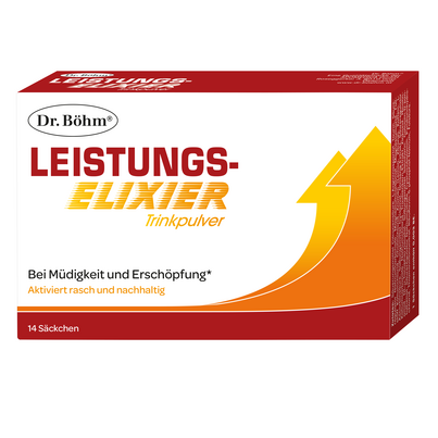 Sie sehen eine Packung Dr. Böhm Leistungselixier Brausegranulat, 14 Stück, Produktbild: 01 Dr. Böhm Leistungselixier Brausegranulat, 14 Stück, A-Nr.: 2590425 - 01