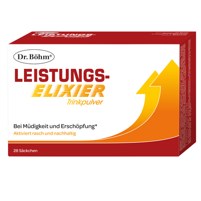 Sie sehen eine Packung Dr. Böhm Leistungselixier Brausegranulat, 28 Stück, Produktbild: 01 Dr. Böhm Leistungselixier Brausegranulat, 28 Stück, A-Nr.: 4555315 - 01