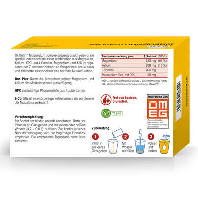 Sie sehen eine Packung Dr. Böhm Magnesium complex Brausegranulat, 28 Stück, Produktbild: 06 Dr. Böhm Magnesium complex Brausegranulat, 28 Stück, A-Nr.: 4846099 - 06