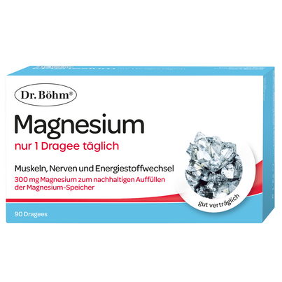 Sie sehen eine Packung Dr. Böhm Magnesium nur 1 Dragee täglich, 90 Stück, Produktbild: 01 Dr. Böhm Magnesium nur 1 Dragee täglich, 90 Stück, A-Nr.: 2576075 - 01