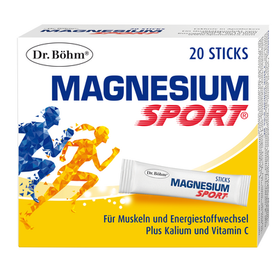 Sie sehen eine Packung Dr. Böhm Magnesium Sport Sticks, 20 Stück, Produktbild: 01 Dr. Böhm Magnesium Sport Sticks, 20 Stück, A-Nr.: 3979504 - 01
