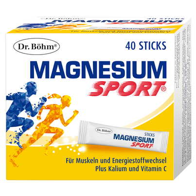 Sie sehen eine Packung Dr. Böhm Magnesium Sport Sticks, 40 Stück, Produktbild: 01 Dr. Böhm Magnesium Sport Sticks, 40 Stück, A-Nr.: 4726627 - 01