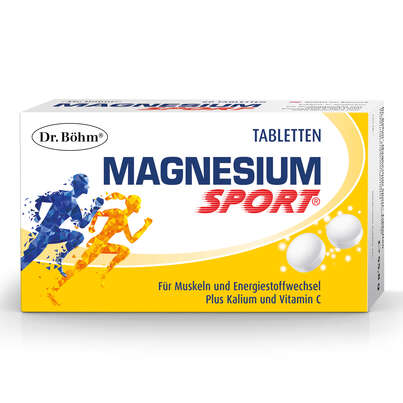 Sie sehen eine Packung Dr. Böhm Magnesium Sport Tabletten, 60 Stück, Produktbild: 01 Dr. Böhm Magnesium Sport Tabletten, 60 Stück, A-Nr.: 2682765 - 01