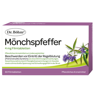 Sie sehen eine Packung Dr. Böhm Mönchspfeffer, 60 Stück, Produktbild: 01 Dr. Böhm Mönchspfeffer, 60 Stück, A-Nr.: 3524376 - 01