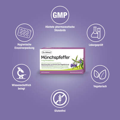 Sie sehen eine Packung Dr. Böhm Mönchspfeffer, 60 Stück, Produktbild: 04 Dr. Böhm Mönchspfeffer, 60 Stück, A-Nr.: 3524376 - 04