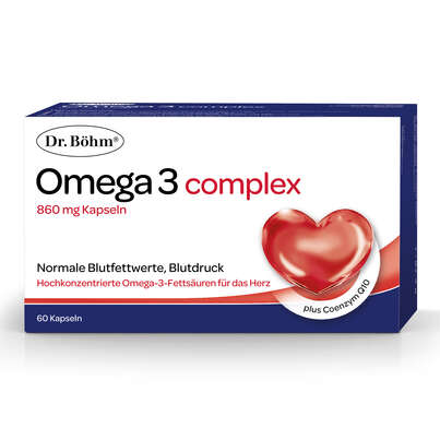 Sie sehen eine Packung Dr. Böhm Omega 3 complex, 60 Stück, Produktbild: 01 Dr. Böhm Omega 3 complex, 60 Stück, A-Nr.: 4733573 - 01