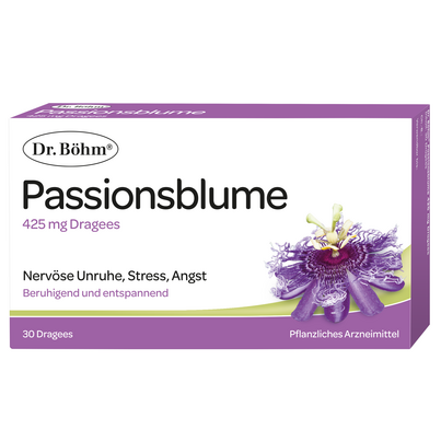 Sie sehen eine Packung Dr. Böhm Passionsblume, 30 Stück, Produktbild: 01 Dr. Böhm Passionsblume, 30 Stück, A-Nr.: 3516141 - 01