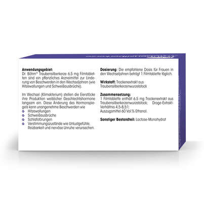 Sie sehen eine Packung Dr. Böhm Traubensilberkerze, 60 Stück, Produktbild: 06 Dr. Böhm Traubensilberkerze, 60 Stück, A-Nr.: 3524353 - 06