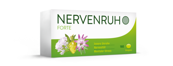 Sie sehen eine Packung Nervenruh forte®, 160 Stück, Produktbild: 01 Nervenruh forte®, 160 Stück, A-Nr.: 1286961 - 01