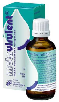 Sie sehen eine Packung metavirulent® Tropfen, 50 Milliliter, Produktbild: 02 metavirulent® Tropfen, 50 Milliliter, A-Nr.: 0655267 - 02