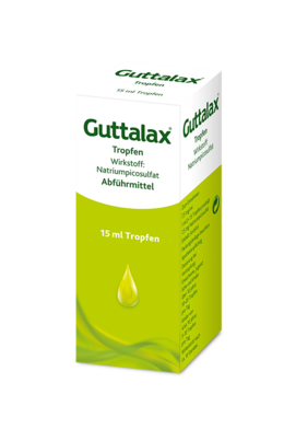 Sie sehen eine Packung Guttalax® Tropfen, 15 Milliliter, Produktbild: 05 Guttalax® Tropfen, 15 Milliliter, A-Nr.: 1258723 - 05