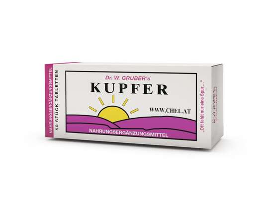 Sie sehen eine Packung Dr. W. Grubers Kupfer Chelat, 50 Stück, Produktbild: 02 Dr. W. Grubers Kupfer Chelat, 50 Stück, A-Nr.: 1872268 - 02