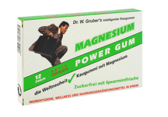 Sie sehen eine Packung Dr. Grubers Power Magnesium Gum 12 Stück, 12 Stück, Produktbild: 01 Dr. Grubers Power Magnesium Gum 12 Stück, 12 Stück, A-Nr.: 1903402 - 01